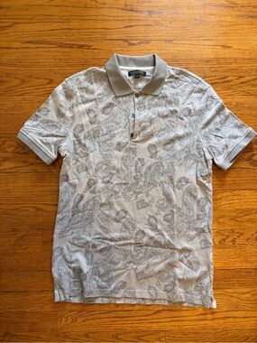 Banana Republic Light Gray Paisley Polo